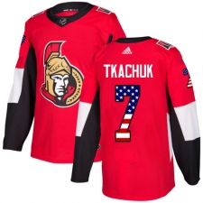 Men's Adidas Ottawa Senators #7 Brady Tkachuk Authentic Red USA Flag Fashion NHL Jersey