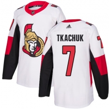 Men's Adidas Ottawa Senators #7 Brady Tkachuk Authentic White Away NHL Jersey
