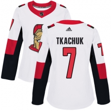 Women's Adidas Ottawa Senators #7 Brady Tkachuk Authentic White Away NHL Jersey