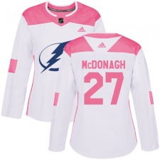 Women's Adidas Tampa Bay Lightning #27 Ryan McDonagh Authentic White Pink Fashion NHL Jersey