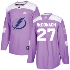 Youth Adidas Tampa Bay Lightning #27 Ryan McDonagh Authentic Purple Fights Cancer Practice NHL Jersey