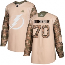 Men's Adidas Tampa Bay Lightning #70 Louis Domingue Authentic Camo Veterans Day Practice NHL Jersey