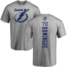 NHL Adidas Tampa Bay Lightning #70 Louis Domingue Ash Backer T-Shirt