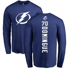 NHL Adidas Tampa Bay Lightning #70 Louis Domingue Royal Blue Backer Long Sleeve T-Shirt