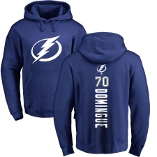 NHL Adidas Tampa Bay Lightning #70 Louis Domingue Royal Blue Backer Pullover Hoodie