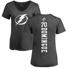 NHL Women's Adidas Tampa Bay Lightning #70 Louis Domingue Charcoal One Color Backer T-Shirt