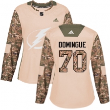 Women's Adidas Tampa Bay Lightning #70 Louis Domingue Authentic Camo Veterans Day Practice NHL Jersey