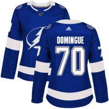 Women's Adidas Tampa Bay Lightning #70 Louis Domingue Authentic Royal Blue Home NHL Jersey