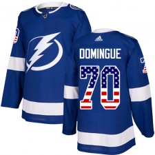 Youth Adidas Tampa Bay Lightning #70 Louis Domingue Authentic Blue USA Flag Fashion NHL Jersey