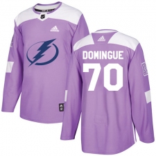Youth Adidas Tampa Bay Lightning #70 Louis Domingue Authentic Purple Fights Cancer Practice NHL Jersey