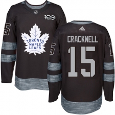 Men's Adidas Toronto Maple Leafs #15 Adam Cracknell Authentic Black 1917-2017 100th Anniversary NHL Jersey
