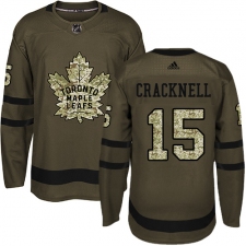 Men's Adidas Toronto Maple Leafs #15 Adam Cracknell Authentic Green Salute to Service NHL Jersey