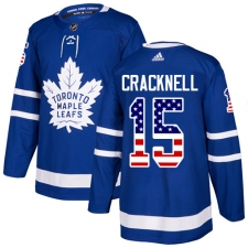 Men's Adidas Toronto Maple Leafs #15 Adam Cracknell Authentic Royal Blue USA Flag Fashion NHL Jersey