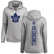NHL Women's Adidas Toronto Maple Leafs #15 Adam Cracknell Ash Backer Pullover Hoodie