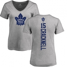 NHL Women's Adidas Toronto Maple Leafs #15 Adam Cracknell Ash Backer T-Shirt