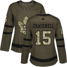 Women's Adidas Toronto Maple Leafs #15 Adam Cracknell Authentic Green Salute to Service NHL Jersey