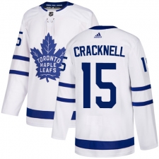 Youth Adidas Toronto Maple Leafs #15 Adam Cracknell Authentic White Away NHL Jersey