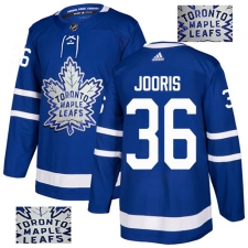 Men's Adidas Toronto Maple Leafs #36 Josh Jooris Authentic Royal Blue Fashion Gold NHL Jersey