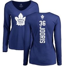NHL Women's Adidas Toronto Maple Leafs #36 Josh Jooris Royal Blue Backer Long Sleeve T-Shirt