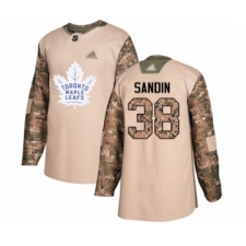 Men's Toronto Maple Leafs #38 Rasmus Sandin Authentic Camo Veterans Day Practice Hockey Jersey