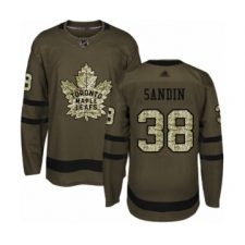 Men's Toronto Maple Leafs #38 Rasmus Sandin Authentic Green Salute to Service Hockey Jersey