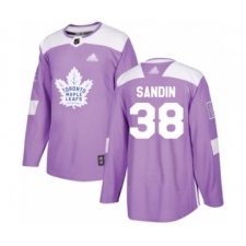 Men's Toronto Maple Leafs #38 Rasmus Sandin Authentic Purple Fights Cancer Practice Hockey Jersey