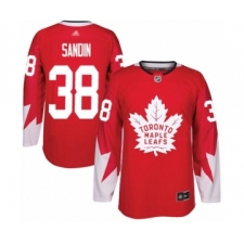 Men's Toronto Maple Leafs #38 Rasmus Sandin Authentic Red Alternate Hockey Jersey