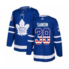 Men's Toronto Maple Leafs #38 Rasmus Sandin Authentic Royal Blue USA Flag Fashion Hockey Jersey
