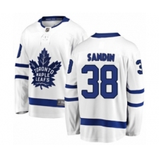 Men's Toronto Maple Leafs #38 Rasmus Sandin Authentic White Away Fanatics Branded Breakaway Hockey Jersey