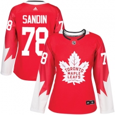 Women's Adidas Toronto Maple Leafs #78 Rasmus Sandin Authentic Red Alternate NHL Jersey