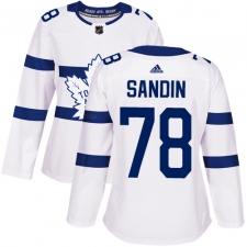 Women's Adidas Toronto Maple Leafs #78 Rasmus Sandin Authentic White 2018 Stadium Series NHL Jersey