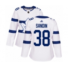 Women's Toronto Maple Leafs #38 Rasmus Sandin Authentic White 2018 Stadium Series Hockey Jersey