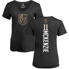 NHL Women's Adidas Vegas Golden Knights #11 Curtis McKenzie Black Backer Slim Fit V-Neck T-Shirt