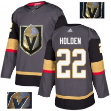 Men's Adidas Vegas Golden Knights #22 Nick Holden Authentic Gray Fashion Gold NHL Jersey