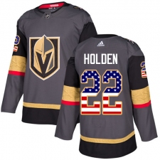 Men's Adidas Vegas Golden Knights #22 Nick Holden Authentic Gray USA Flag Fashion NHL Jersey