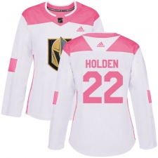Women's Adidas Vegas Golden Knights #22 Nick Holden Authentic White Pink Fashion NHL Jersey