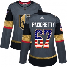 Women's Adidas Vegas Golden Knights #67 Max Pacioretty Authentic Gray USA Flag Fashion NHL Jersey