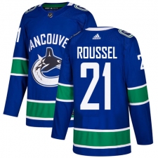 Men's Adidas Vancouver Canucks #21 Antoine Roussel Authentic Blue Home NHL Jersey