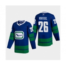 Men's Vancouver Canucks #26 Antoine Roussel 2020-21 Authentic Player Alternate Stitched Hockey Jersey Blue