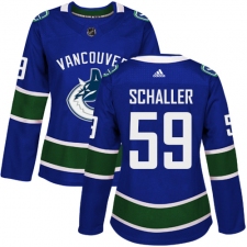 Women's Adidas Vancouver Canucks #59 Tim Schaller Authentic Blue Home NHL Jersey