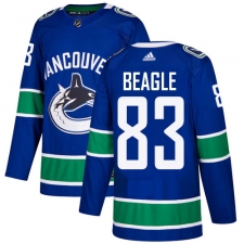 Men's Adidas Vancouver Canucks #83 Jay Beagle Authentic Blue Home NHL Jersey