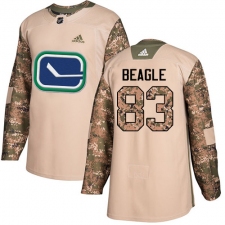 Men's Adidas Vancouver Canucks #83 Jay Beagle Authentic Camo Veterans Day Practice NHL Jersey