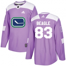 Men's Adidas Vancouver Canucks #83 Jay Beagle Authentic Purple Fights Cancer Practice NHL Jersey