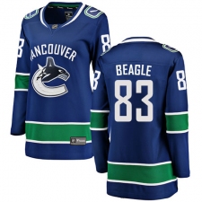 Women's Vancouver Canucks #83 Jay Beagle Fanatics Branded Blue Home Breakaway NHL Jersey