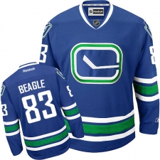 Youth Reebok Vancouver Canucks #83 Jay Beagle Authentic Royal Blue Third NHL Jersey