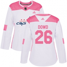 Women's Adidas Washington Capitals #26 Nic Dowd Authentic White Pink Fashion NHL Jersey