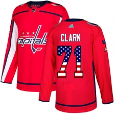Youth Adidas Washington Capitals #71 Kody Clark Authentic Red USA Flag Fashion NHL Jersey