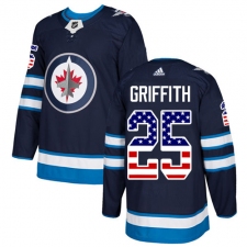 Men's Adidas Winnipeg Jets #25 Seth Griffith Authentic Navy Blue USA Flag Fashion NHL Jersey