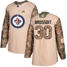 Men's Adidas Winnipeg Jets #30 Laurent Brossoit Authentic Camo Veterans Day Practice NHL Jersey