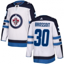 Men's Adidas Winnipeg Jets #30 Laurent Brossoit Authentic White Away NHL Jersey